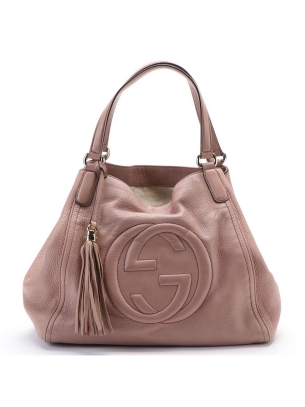 Gucci Blush Pink Leather Shoulder Bag with Tassel